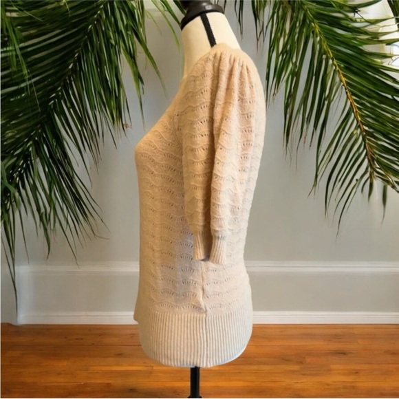 JOIE Beige / Cream / Tan Knit Sweater - Size Medium - 3/4 Sleeves - Picture 2 of 12